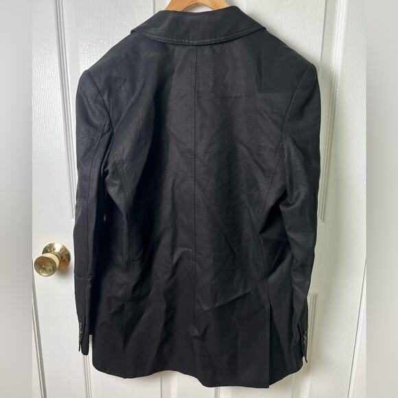 Smythe Black Oversized Linen Blend Double Breasted Long Sleeve Blazer L - Picture 9 of 12